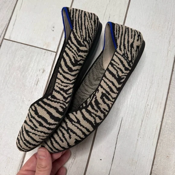 Rothy’s The Flat Round Toe Shoes Women’s Size 7.5 Zebra Print Slip On - Picture 3 of 6
